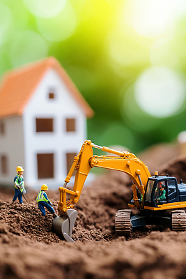 JPG 전신 편집이미지 남자 건축 주택 성인 세명 장난감 햇빛 흙 미니어처 건설현장 안전모 포크레인 보케 성인남자만 건설근로자 편집실사 AI포토 AI콘텐츠 직업 건설업 사람 건물 태양 모형 중장비 헬멧 안전장비 CG 남자만 성인만 파일형식