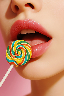 JPG 편집이미지 여자 분홍색 디저트 막대사탕 입벌림 한명 성인 신체부위 달콤 먹기 입술 립메이크업 의료성형뷰티 성인여자한명만 편집실사 AI인물포토 AI콘텐츠 1 음식 컬러 모션 표정 사탕 사람 화장 맛 CG 여자한명만 성인여자만 파일형식 AI포토