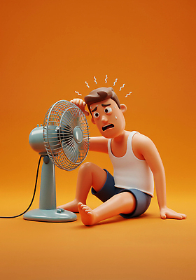 JPG 전신 편집이미지 남자 피곤 한명 앉기 성인 3D 주황색 잡기 뜨거움 선풍기 더위 울상 손짚기 성인남자한명만 열사병 편집3D AI컴퓨터그래픽 AI콘텐츠 1 컬러 컨셉 모션 날씨 사람 손짓 가전제품 질병 디지털합성 남자한명만 성인남자만 파일형식