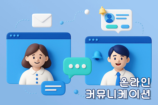 PSD 편집이미지 여자 남자 말풍선 커뮤니케이션 사람모양 미소 정장 상반신 성인 두명 파란색 3D 종 메시지 알림 온라인 인터넷창 성인만 이미지편집 편집3D 모양 옷 컬러 인터넷 표정 사람 디지털합성 파일형식