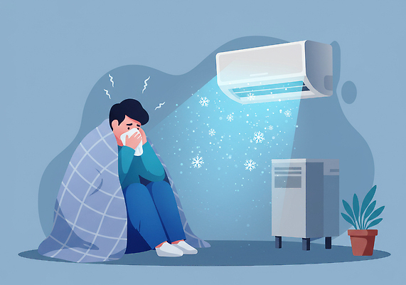 JPG 전신 남자 화분 일러스트 한명 성인 여름 이불 추위 담요 에어컨 웅크림 벽걸이 냉방병 성인남자한명만 코풀기 국내일러스트 AI일러스트 AI콘텐츠 1 계절 침구 모션 사람 가전제품 질병 남자한명만 성인남자만 파일형식