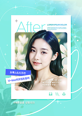 PSD 템플릿 여자 꽃 한명 미소 상반신 성인 반짝임 뷰티 성형외과 보톡스 리프팅 민트색 브이라인 의료성형뷰티 성인여자한명만 이미지템플릿 식물 1 컬러 모션 표정 병원 사람 성형수술 여자한명만 성인여자만 파일형식