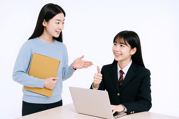 JPG 편집이미지 여자 교육 교복 청소년 수업 미소 들기 성인 두명 노트북 가르침 손내밀기 책상 따봉 과외 칭찬 파일폴더 의료성형뷰티 여자만 편집실사 AI인물포토 AI콘텐츠 옷 가구 모션 표정 사람 손짓 전자제품 학습 사무용품 최고 CG 파일형식 AI포토