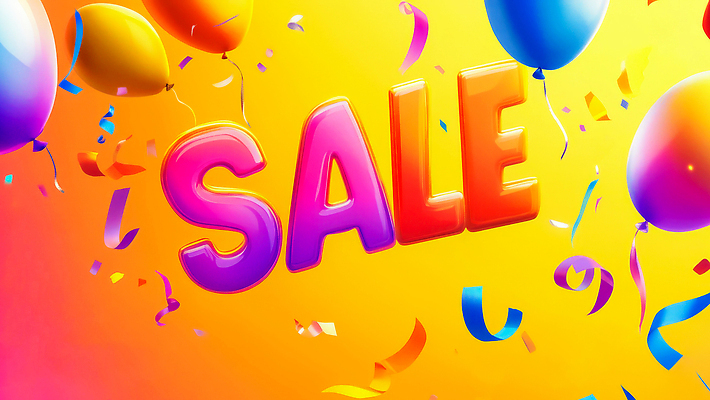 JPG 편집이미지 리본 이벤트 사람없음 쇼핑 세일 주황색 꽃가루 풍선 그라데이션 입체문자 이미지편집 편집실사 AI컴퓨터그래픽 AI콘텐츠 문자 컬러 가루 CG 파일형식