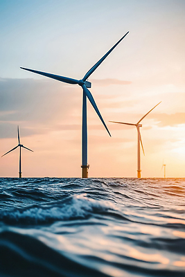 JPG 편집이미지 물결 파도 하늘 바람 사람없음 파란색 노을 에너지 시원함 풍력발전소 풍력기 편집실사 AI포토 AI콘텐츠 에너지의날 자연요소 기념일 바다 컬러 날씨 발전소 풍력에너지 CG 파일형식