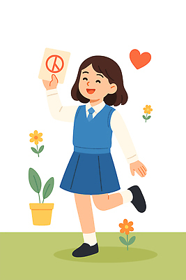 전신 여자 꽃 교복 화분 일러스트 청소년 한명 미소 들기 파이팅 하트 투표용지 다리들기 십대여자한명만 기표문양 일러캐릭터 AI파일 모양 식물 캐릭터 1 문양 옷 모션 표정 사람 투표 선거 여자한명만 십대여자만 파일형식 벡터