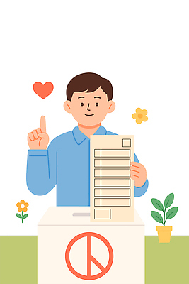 남자 꽃 화분 일러스트 한명 미소 들기 상반신 성인 파이팅 하트 가리킴 투표용지 투표함 성인남자한명만 기표문양 일러캐릭터 AI파일 모양 식물 캐릭터 1 문양 모션 표정 사람 손짓 투표 선거 남자한명만 성인남자만 파일형식 벡터