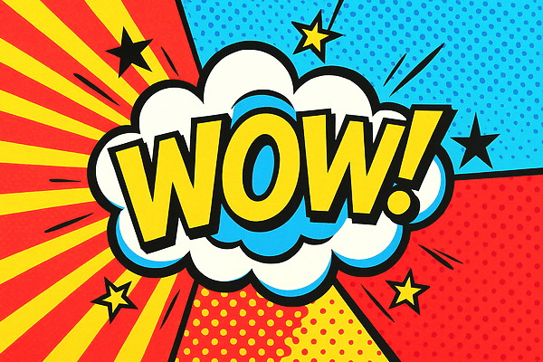 JPG 편집이미지 별 선 말풍선 사람없음 빨간색 놀람 복고 팝아트 구름모양 카툰스타일 감탄사 하프톤 와우 키치 썬버스트 이미지편집 편집실사 AI일러스트 AI콘텐츠 자연요소 모양 디자인 감정 컬러 컨셉 표정 CG 그림 파일형식 구름_자연