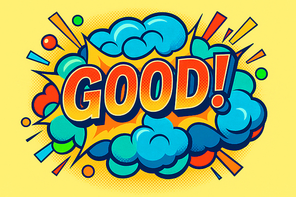 JPG 편집이미지 선 말풍선 사람없음 노란색 놀람 복고 팝아트 충격 구름모양 카툰스타일 GOOD 감탄사 좋음 하프톤 키치 이미지편집 편집실사 AI일러스트 AI콘텐츠 모양 감정 컬러 컨셉 표정 CG 그림 파일형식 구름_자연