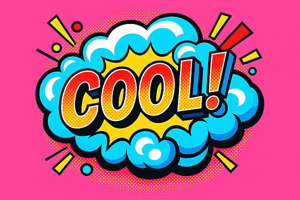 JPG 편집이미지 선 분홍색 말풍선 사람없음 놀람 복고 팝아트 구름모양 카툰스타일 감탄사 좋음 하프톤 키치 이미지편집 편집실사 AI일러스트 AI콘텐츠 모양 감정 컬러 컨셉 표정 CG 그림 파일형식 구름_자연