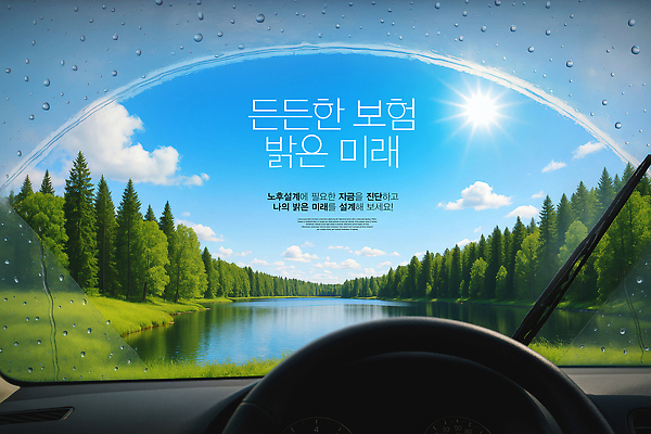 PSD 나무 구름 편집이미지 호수 하늘 미래 사람없음 태양 깨끗함 맑음 물방울 숲 닦기 차안 보험 와이퍼 자동차핸들 이미지편집 자연요소 식물 컨셉 모션 날씨 핸들 파일형식