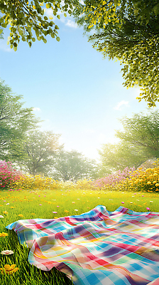 JPG 구름 편집이미지 꽃밭 자연 하늘 잔디 사람없음 햇빛 소풍 돗자리 체크무늬 나무그늘 편집실사 AI포토 AI콘텐츠 자연요소 나무 식물 꽃 무늬 태양 야외활동 그늘 CG 생태계 파일형식