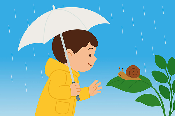 남자 어린이 잎 일러스트 우산 한명 미소 들기 소년 상반신 관찰 비 손내밀기 달팽이 우비 소년한명만 국내일러스트 AI파일 자연요소 식물 1 옷 모션 날씨 연체동물 표정 사람 손짓 남자한명만 소년만 파일형식 벡터