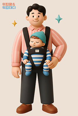 전신 PSD 편집이미지 남자 허리손 미소 성인 두명 반짝임 3D 아기 비니 베이지색 부자지간 남자만 아기띠 워킹대디 편집3D 모자_잡화 아들 컬러 포즈 가족 모션 표정 사람 아기용품 비즈니스맨 아빠 디지털합성 파일형식