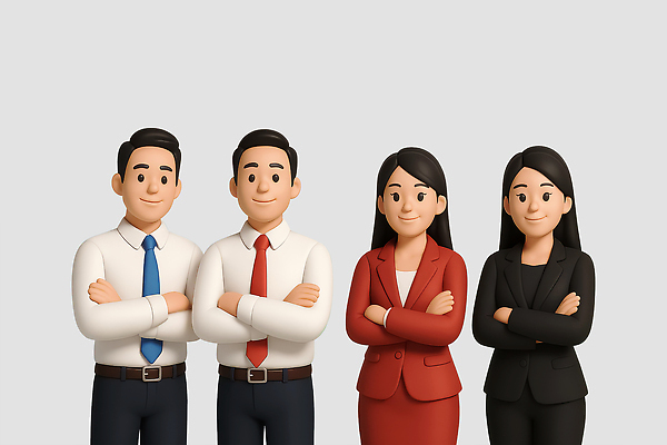 PSD 편집이미지 여자 남자 협력 미소 정장 여러명 상반신 성인 3D 팔짱 비즈니스맨 비즈니스우먼 동료 성인만 편집3D 옷 다수 비즈니스 관계 모션 표정 사람 직장인 디지털합성 파일형식