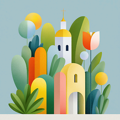 JPG 꽃 기독교 십자가 일러스트 사람없음 컬러풀 성당 교회 천주교 풀잎 아치 은혜 국내일러스트 AI일러스트 AI콘텐츠 식물 종교 컬러 잎 종교건축 건물 풀_식물 파일형식