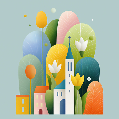 JPG 꽃 기독교 십자가 일러스트 사람없음 컬러풀 성당 교회 천주교 풀잎 아치 은혜 국내일러스트 AI일러스트 AI콘텐츠 식물 종교 컬러 잎 종교건축 건물 풀_식물 파일형식