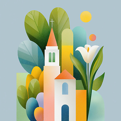 JPG 꽃 기독교 십자가 일러스트 사람없음 컬러풀 성당 교회 천주교 풀잎 아치 은혜 국내일러스트 AI일러스트 AI콘텐츠 식물 종교 컬러 잎 종교건축 건물 풀_식물 파일형식