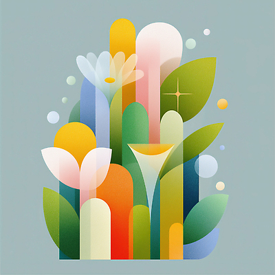 JPG 꽃 일러스트 사람없음 반짝임 컬러풀 풀잎 아치 국내일러스트 AI일러스트 AI콘텐츠 식물 컬러 잎 모션 풀_식물 파일형식