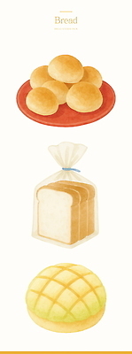 PSD 접시 일러스트 수채화 사람없음 식빵 메론빵 모닝빵 엘리먼트 국내일러스트 식기 빵 파일형식