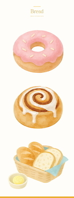PSD 접시 일러스트 수채화 사람없음 바구니 도넛 바게트 천 버터 엘리먼트 시나몬롤 국내일러스트 식기 빵 디저트 직물 시나몬 파일형식