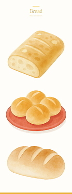 PSD 접시 일러스트 수채화 사람없음 바게트 모닝빵 엘리먼트 국내일러스트 식기 빵 파일형식