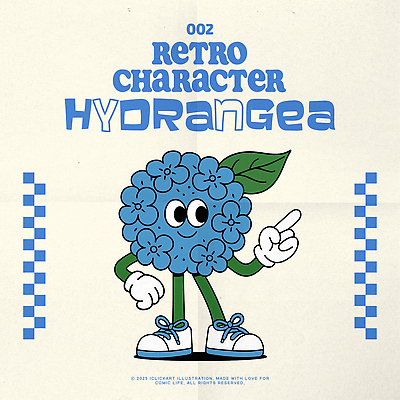 허리손 장갑 신발 잎 일러스트 미소 사람없음 파란색 가리킴 수국 꽃캐릭터 일러캐릭터 AI파일 식물 캐릭터 잡화 꽃 컬러 포즈 표정 손짓 파일형식 벡터