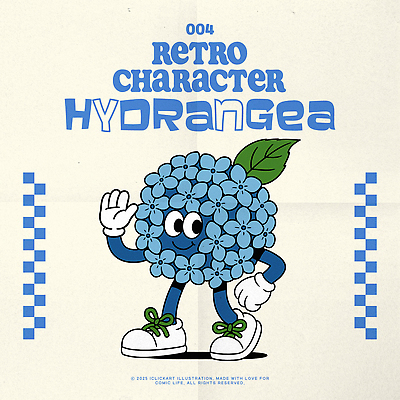 허리손 장갑 신발 잎 일러스트 미소 사람없음 파란색 손들기 손인사 수국 꽃캐릭터 일러캐릭터 AI파일 식물 캐릭터 잡화 꽃 컬러 포즈 모션 표정 인사 파일형식 벡터