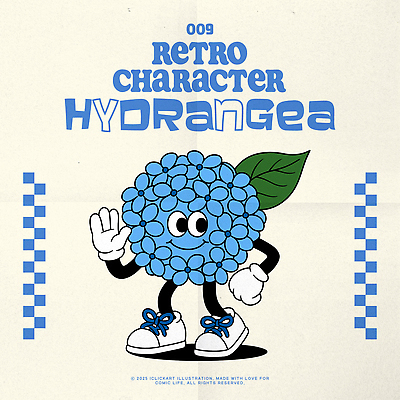 허리손 장갑 신발 잎 일러스트 미소 사람없음 파란색 손들기 손인사 수국 꽃캐릭터 일러캐릭터 AI파일 식물 캐릭터 잡화 꽃 컬러 포즈 모션 표정 인사 파일형식 벡터