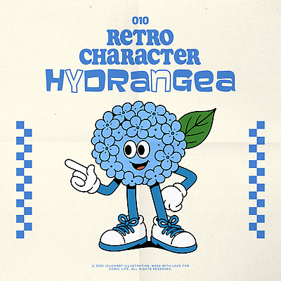 허리손 장갑 신발 잎 일러스트 미소 사람없음 파란색 가리킴 수국 꽃캐릭터 일러캐릭터 AI파일 식물 캐릭터 잡화 꽃 컬러 포즈 표정 손짓 파일형식 벡터