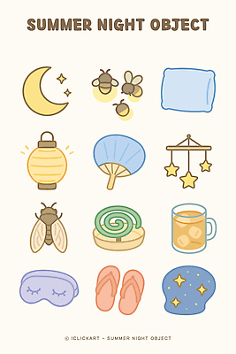 별 음료 일러스트 베개 잔 사람없음 여름 반짝임 얼음 랜턴 부채 야간 초승달 쪼리 모빌 매미 모기향 반딧불이 수면안대 엘리먼트 국내일러스트 AI파일 자연요소 식기 계절 곤충 침구 모션 조명 아기용품 달 샌들 안대 파일형식 벡터
