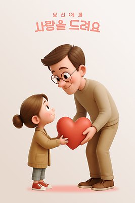 전신 PSD 편집이미지 여자 남자 어린이 분홍색 허리숙이기 사랑 미소 들기 소녀 성인 두명 옆모습 3D 마주보기 하트 주기 안경낌 부녀 편집3D 모양 딸 감정 안경 뷰포인트 컬러 가족 모션 표정 숙이기 사람 아빠 디지털합성 파일형식