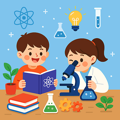 식물 여자 남자 화분 어린이 일러스트 전구 현미경 실험 미소 들기 소녀 소년 상반신 두명 책 파란색 독서 관찰 잡기 실험복 과학자 즐거움 시험관 톱니바퀴 삼각플라스크 장래희망 어린이만 국내일러스트 AI파일 직업 감정 컬러 과학 모션 표정 실험기구 사람 가운 플라스크 학자 파일형식 벡터