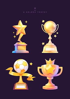 PSD 별 리본 일러스트 축구공 사람없음 반짝임 보라색 우승 트로피 오브젝트 광택 엘리먼트 국내일러스트 자연요소 컬러 공 축구용품 모션 최고 상_우승 파일형식