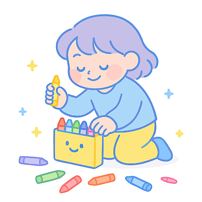 전신 여자 어린이 일러스트 한명 미소 들기 소녀 반짝임 눈감음 잡기 크레파스 정리 생활습관 혼자 소녀한명만 일러캐릭터 AI파일 캐릭터 1 모션 학용품 표정 사람 습관 여자한명만 소녀만 파일형식 벡터