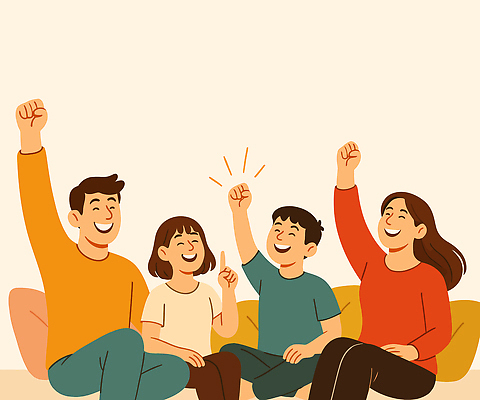 여자 남자 행복 어린이 쿠션 일러스트 가족 웃음 앉기 소녀 소년 여러명 성인 소파 화목 만세 가리킴 국내일러스트 AI파일 감정 다수 컨셉 의자 관계 모션 표정 사람 손짓 파일형식 벡터