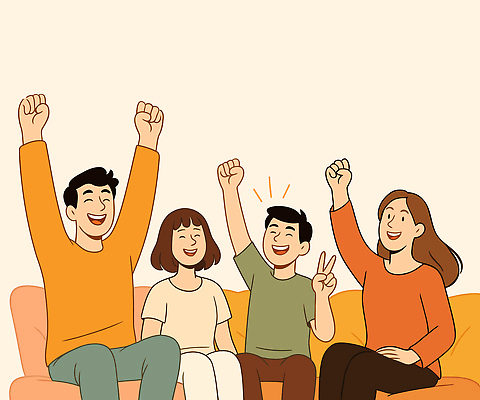 여자 남자 행복 어린이 일러스트 가족 웃음 앉기 소녀 소년 여러명 성인 소파 화목 브이 국내일러스트 AI파일 감정 다수 컨셉 의자 관계 모션 표정 사람 손짓 파일형식 벡터