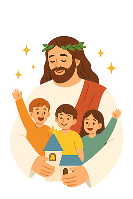 여자 남자 기독교 어린이 십자가 일러스트 포옹 미소 소녀 소년 여러명 상반신 성인 반짝임 교회 눈감음 종 예수 손인사 국내일러스트 AI파일 종교 다수 종교건축 안기 모션 표정 사람 건물 인사 신_종교 파일형식 벡터