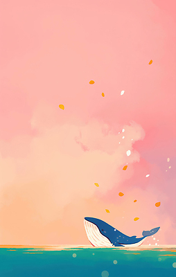 JPG 구름 꽃잎 바다 분홍색 일러스트 하늘 사람없음 올려보기 신비 고래 몽환 국내일러스트 AI일러스트 AI콘텐츠 자연요소 꽃 컬러 컨셉 포유류 모션 수중동물 파일형식