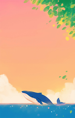 JPG 구름 바다 분홍색 일러스트 하늘 나뭇잎 사람없음 신비 고래 몽환 국내일러스트 AI일러스트 AI콘텐츠 자연요소 컬러 컨셉 잎 포유류 수중동물 파일형식