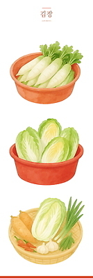 PSD 일러스트 마늘 사람없음 세트 소쿠리 무 홍고추 배추김치 대파 고무대야 국내일러스트 채소 고추 김치 뿌리채소 바구니 파 대야 파일형식