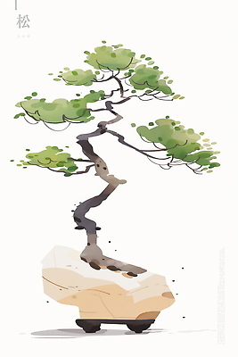 PSD 무료이미지 일러스트 수채화 사람없음 돌_바위 소나무 받침대 산수화 소나무송 국내일러스트 나무 한자 동양화 파일형식