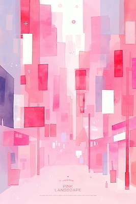 PSD 분홍색 일러스트 수채화 풍경 사람없음 건물 도시 골목길 국내일러스트 건축물 길 컬러 파일형식
