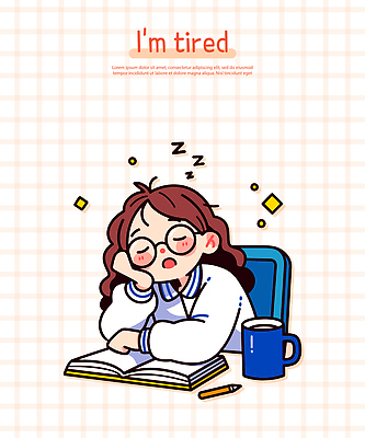 여자 의자 일러스트 청소년 피곤 한명 앉기 상반신 반짝임 연필 눈감음 턱괴기 펼침 머그컵 잠 졸음 Z 십대여자한명만 안경낌 일러캐릭터 AI파일 캐릭터 1 알파벳 감정 안경 가구 컨셉 모션 학용품 사람 컵 필기구 여자한명만 십대여자만 파일형식 벡터