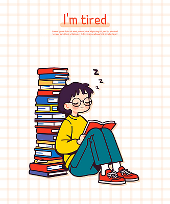 전신 여자 일러스트 청소년 피곤 한명 들기 앉기 눈감음 기댐 잠 졸음 Z 웅크림 책더미 십대여자한명만 안경낌 일러캐릭터 AI파일 캐릭터 1 알파벳 감정 안경 컨셉 모션 사람 책 무더기 여자한명만 십대여자만 파일형식 벡터