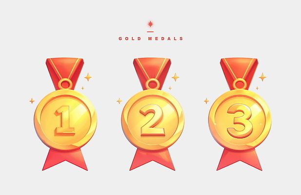 PSD 아이콘 리본 사람없음 반짝임 세트 금색 게임 우승 수상_상을받음 오브젝트 금메달 2위 3위 2D아이콘 컬러 모션 놀이 최고 메달 파일형식