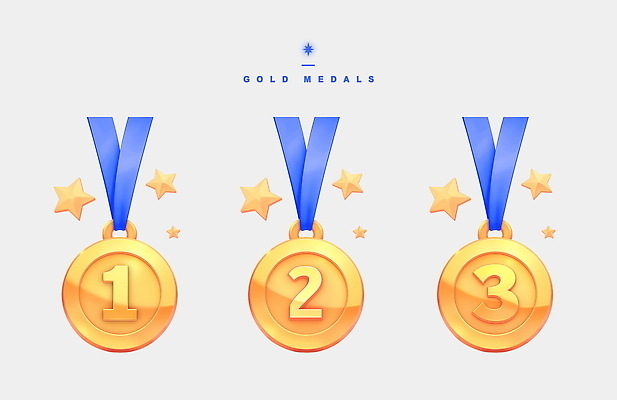 PSD 아이콘 리본 사람없음 반짝임 세트 금색 게임 우승 수상_상을받음 오브젝트 금메달 2위 3위 2D아이콘 컬러 모션 놀이 최고 메달 파일형식
