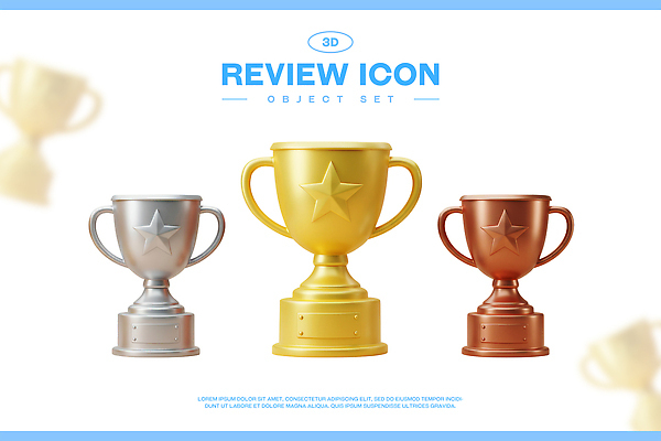 PSD 아이콘 별 사람없음 세트 3D아이콘 3D 트로피 오브젝트 금은동 리뷰 자연요소 상_우승 디지털합성 파일형식