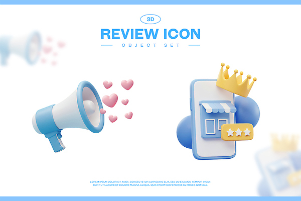 PSD 아이콘 하늘색 왕관 사람없음 스마트폰 세트 3D아이콘 3D 확성기 하트 원형 오브젝트 리뷰 별점 온라인몰 모양 도형 파란색 핸드폰 스마트기기 디지털합성 온라인쇼핑 점수 평가 파일형식