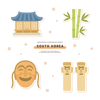 한국전통 전통문화 일러스트 기와집 사람없음 세트 대나무 오브젝트 하회탈 장승 국내일러스트 AI파일 나무 전통 문화 한옥 한국 탈 파일형식 벡터